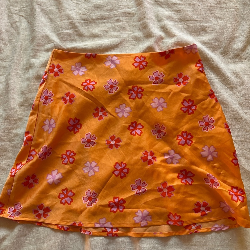 Cotton On Floral Mini Skirt in Orange and Red